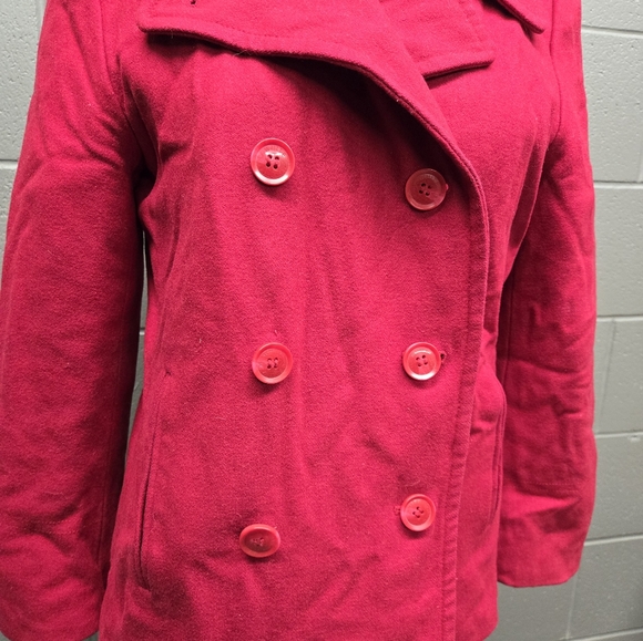 White Mountain Womens Red Button Up Pea Coat - Picture 3 of 6